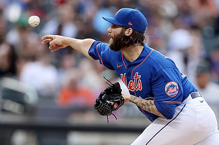 Jul 7, 2022; New York City, New York, USA; New York Mets starting pitcher Trevor Williams (29) pitches against the Miami Marlins during the first inning at Citi Field. Mandatory Credit: Brad Penner-USA TODAY Sports