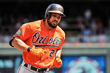 Jul 2, 2022; Minneapolis, Minnesota, USA; Baltimore Orioles right fielder Anthony Santander (25) in action against the Minnesota Twins at Target Field. Mandatory Credit: Jeffrey Becker-USA TODAY Sports