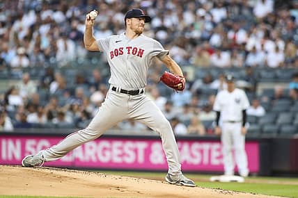 Jul 16, 2022; Bronx, New York, USA; Boston Red Sox starting pitcher Nick Pivetta (37) pitches in the first inning against the New York Yankees at Yankee Stadium. Mandatory Credit: Wendell Cruz-USA TODAY Sports