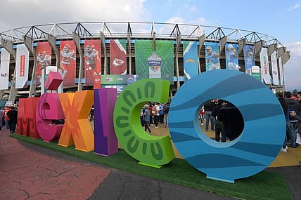 Nov 18, 2019; Mexico City, MEX; General overall view of Mexico letters outside of Estadio Azteca duirng an NFL International Series game between the Kansas City Chiefs and the Los Angeles Chargers. Mandatory Credit: Kirby Lee-USA TODAY Sports