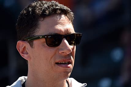 Mar 8, 2020; Surprise, Arizona, USA; Texas Rangers general manager Jon Daniels looks on prior to a spring training game against the Los Angeles Dodgers at Surprise Stadium. Mandatory Credit: Joe Camporeale-USA TODAY Sports