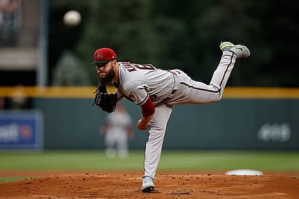 Jul 2, 2022; Denver, Colorado, USA; Arizona Diamondbacks starting pitcher Dallas Keuchel (60) pitches in the first inning against the Colorado Rockies at Coors Field. Mandatory Credit: Isaiah J. Downing-USA TODAY Sports