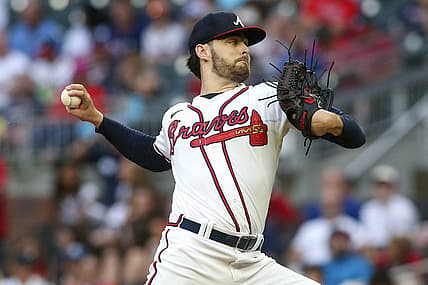 Jul 30, 2022; Atlanta, Georgia, USA; Atlanta Braves starting pitcher Ian Anderson (36) throws against the Arizona Diamondbacks in the first inning at Truist Park. Mandatory Credit: Brett Davis-USA TODAY Sports