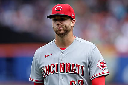 Aug 10, 2022; New York City, New York, USA; Cincinnati Reds starting pitcher T.J. Zeuch (67) reacts during the first inning against the New York Mets at Citi Field. Mandatory Credit: Brad Penner-USA TODAY Sports