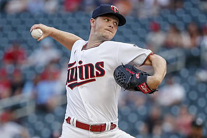 Aug 16, 2022; Minneapolis, Minnesota, USA; Minnesota Twins starting pitcher Sonny Gray (54) throws to the Kansas City Royals in the first inning at Target Field. Mandatory Credit: Bruce Kluckhohn-USA TODAY Sports