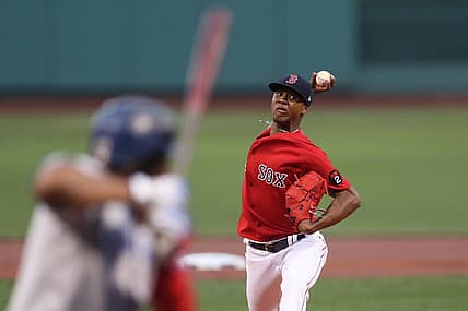 Aug 24, 2022; Boston, Massachusetts, USA; Boston Red Sox starting pitcher Brayan Bello (66) throws a pitch during the first inning against the Toronto Blue Jays at Fenway Park. Mandatory Credit: Paul Rutherford-USA TODAY Sports