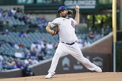 May 16, 2022; Chicago, Illinois, USA; Chicago Cubs starting pitcher Wade Miley (20) delivers against the Pittsburgh Pirates during the first inning at Wrigley Field. Mandatory Credit: Kamil Krzaczynski-USA TODAY Sports