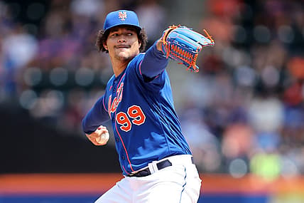 Aug 10, 2022; New York City, New York, USA; New York Mets starting pitcher Taijuan Walker (99) pitches against the Cincinnati Reds during the first inning at Citi Field. Mandatory Credit: Brad Penner-USA TODAY Sports