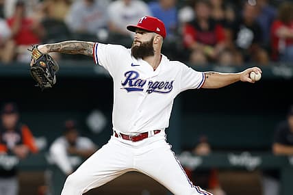 Aug 27, 2022; Arlington, Texas, USA;  Texas Rangers starting pitcher Dallas Keuchel (60) throws a pitch against the Detroit Tigers in the first inning at Globe Life Field. Mandatory Credit: Tim Heitman-USA TODAY Sports