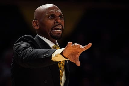 Vanderbilt head coach Jerry Stackhouse yells at his players during the second half of a first round NIT basketball game against Belmont at Memorial Gymnasium Tuesday, March 15, 2022 in Nashville, Tenn.

Nas Vandy Belmont Nit 020