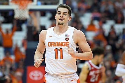 Feb 11, 2020; Syracuse, New York, USA; Syracuse Orange guard Joe Girard III (11) in action during the first half against the North Carolina State Wolfpack at the Carrier Dome. Mandatory Credit: Rich Barnes-USA TODAY Sports