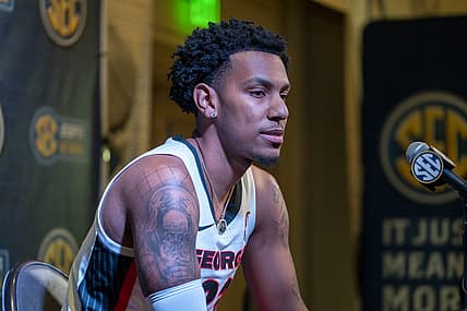 Oct 19, 2022; Birmingham, Alabama, US; Georgia Bulldogs center Braelen Bridges speaks to the media during the SEC Basketball Media Days at Grand Bohemian Hotel. Mandatory Credit: Marvin Gentry-USA TODAY Sports