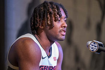 Oct 19, 2022; Birmingham, Alabama, US; Georgia Bulldogs guard Kario Oquendo during the SEC Basketball Media Days at Grand Bohemian Hotel. Mandatory Credit: Marvin Gentry-USA TODAY Sports