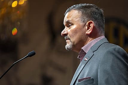 Oct 19, 2022; Birmingham, Alabama, US; Mississippi State Bulldogs head coach Chris Jans during the SEC Basketball Media Days at Grand Bohemian Hotel. Mandatory Credit: Marvin Gentry-USA TODAY Sports