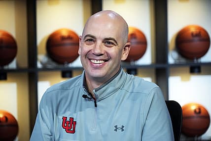 Oct 26, 2022; San Francisco, CA, USA; Utah Utes coach Craig Smith during Pac-12 Media Day at Pac-12 Network Studios. Mandatory Credit: Kirby Lee-USA TODAY Sports