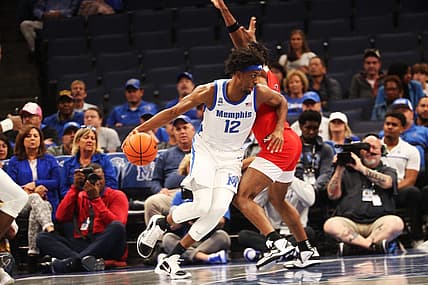 Memphis Tigers' DeAndre Williams looks to make a play during a game against Lane College defense on Oct. 30, 2022 at the Fedex Forum in Memphis.

Memphis Tigers' DeAndre Willimas looks to make a play during a game against Lane College defense on Oct. 30, 2022 at the Fedex Forum in Memphis.
