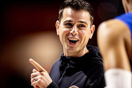 Florida Gators head coach Todd Golden smiles during the Orange & Blue Scrimmage at Billy Donovan Court at Exactech Arena in Gainesville, FL on Tuesday, November 1, 2022. [Matt Pendleton/Gainesville Sun]

Ncaa Men S Basketball Florida Gators Orange Blue Scrimmage