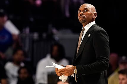 Vanderbilt head coach Jerry Stackhouse watches his team face Memphis during the first half at Memorial Gym in Nashville, Tenn., Monday, Nov. 7, 2022.

Vandymemphismbb 110722 An 011