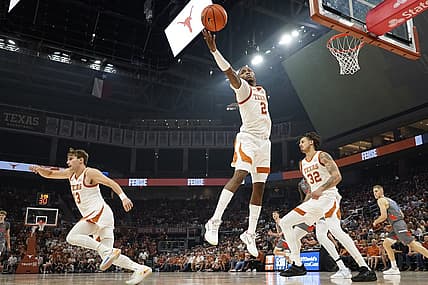 Nov 10, 2022; Austin, Texas, USA; Texas Longhorns guard Arterio Morris (2) reaches for a rebound during the first half against the Houston Christian Huskies at Moody Center. Mandatory Credit: Scott Wachter-USA TODAY Sports