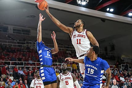 Nov 15, 2022; Queens, New York, USA;  St. John's Red Storm center Joel Soriano (11) at Carnesecca Arena. Mandatory Credit: Wendell Cruz-USA TODAY Sports
