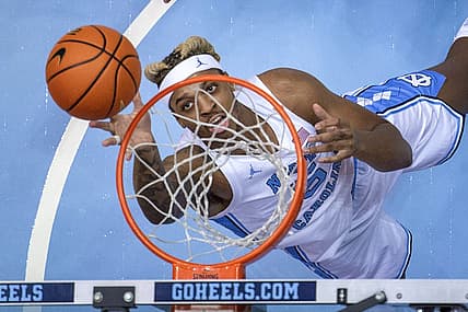 Nov 20, 2022; Chapel Hill, North Carolina, USA; North Carolina Tar Heels forward Armando Bacot (5) shoots in the first half at Dean E. Smith Center. Mandatory Credit: Bob Donnan-USA TODAY Sports
