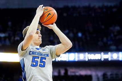 Nov 17, 2022; Omaha, Nebraska, USA; Creighton Bluejays guard Baylor Scheierman (55) attempts a three-point shot against the UC Riverside Highlanders during the first half at CHI Health Center Omaha. Mandatory Credit: Dylan Widger-USA TODAY Sports