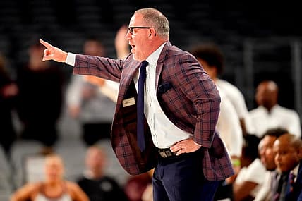 Dec 3, 2022; Fort Worth, Texas, USA;  Texas A&M Aggies head coach Buzz Williams calls a play against the Boise State Broncos during the first half at Dickies Arena. Mandatory Credit: Chris Jones-USA TODAY Sports
