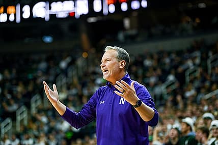 Northwestern's head coach Chris Collins reacts during the first half in the game against Michigan State on Sunday, Dec. 4, 2022, in East Lansing.

221204 Msu Northwestern Bball 024a