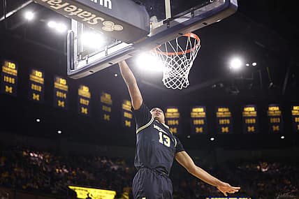 Dec 17, 2022; Ann Arbor, Michigan, USA; Michigan Wolverines guard Jett Howard (13) goes to the basket in the first half against the Lipscomb Bisons at Crisler Center. Mandatory Credit: Rick Osentoski-USA TODAY Sports