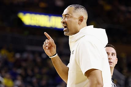 Dec 29, 2022; Ann Arbor, Michigan, USA; Michigan Wolverines head coach Juwan Howard reacts during the first half against the Central Michigan Chippewas at Crisler Center. Mandatory Credit: Rick Osentoski-USA TODAY Sports