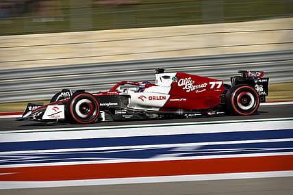 Oct 22, 2022; Austin, Texas, USA; Alfa Romeo F1 Team ORLEN driver Valtteri Bottas (77) of Team Finland drives during qualifying for the U.S. Grand Prix at Circuit of the Americas. Mandatory Credit: Jerome Miron-USA TODAY Sports