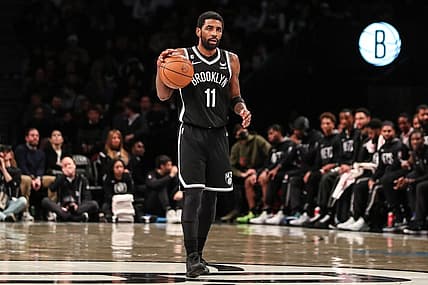 Dec 4, 2022; Brooklyn, New York, USA;  Brooklyn Nets guard Kyrie Irving (11) at Barclays Center. Mandatory Credit: Wendell Cruz-USA TODAY Sports