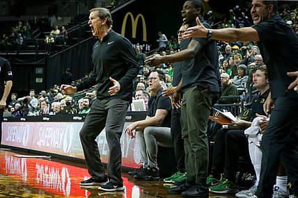 Oregon head coach Dana Altman reacts to a call in the second half as the Oregon Ducks host the Portland Pilots Saturday, Dec. 17, 2022, at Matthew Knight Arena in Eugene, Ore.

Ncaa Basketball Oregon Ducks Vs Portland Pilots Men S Basketball Portland Pilots At Oregon Ducks