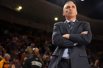 Jan 8, 2023; Tempe, Arizona, USA; Arizona State Sun Devils head coach Bobby Hurley walks the sidelines before their game against the Washington Huskies at Desert Financial Arena.

Basketball Wash Asu Mbb Washington At Arizona State