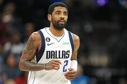 Feb 11, 2023; Sacramento, California, USA; Dallas Mavericks guard Kyrie Irving (2) during the fourth quarter against the Sacramento Kings at Golden 1 Center. Mandatory Credit: Darren Yamashita-USA TODAY Sports