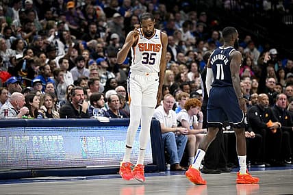 Mar 5, 2023; Dallas, Texas, USA; Phoenix Suns forward Kevin Durant (35) in action during the game between the Dallas Mavericks and the Phoenix Suns at the American Airlines Center. Mandatory Credit: Jerome Miron-USA TODAY Sports
