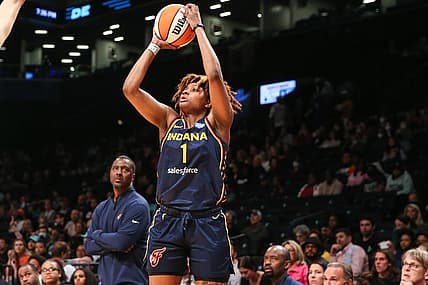 Jun 1, 2022; Brooklyn, New York, USA;  Indiana Fever forward NaLyssa Smith (1) at Barclays Center. Mandatory Credit: Wendell Cruz-USA TODAY Sports