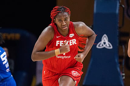 May 19, 2023; Indianapolis, Indiana, USA; Indiana Fever forward Aliyah Boston (7)  in the first half against the Connecticut Sun at Gainbridge Fieldhouse. Mandatory Credit: Trevor Ruszkowski-USA TODAY Sports