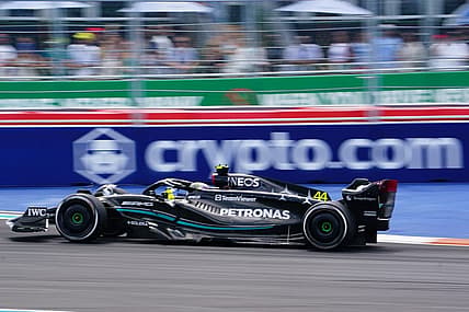 May 7, 2023; Miami Gardens, Florida, USA;  Mercedes driver Lewis Hamilton (44) of Great Britain during the Miami Grand Prix at Miami International Autodrome. Mandatory Credit: John David Mercer-USA TODAY Sports