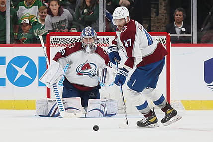 Sep 25, 2022; Saint Paul, Minnesota, USA;  Colorado Avalanche Alex Galchenyuk (47) carries the puck during the third period against the Minnesota Wild and the Colorado Avalanche at Xcel Energy Center. Wild win 3-2. Mandatory Credit: Bruce Fedyck-USA TODAY Sports