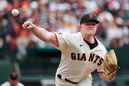 Jul 9, 2023; San Francisco, California, USA; San Francisco Giants pitcher Logan Webb (62) throws a pitch against the Colorado Rockies during the first inning at Oracle Park. Mandatory Credit: Robert Edwards-USA TODAY Sports