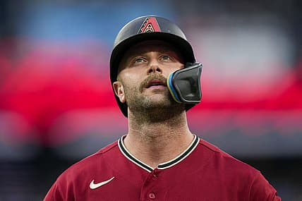 Jul 14, 2023; Toronto, Ontario, CAN; Arizona Diamondbacks first baseman Christian Walker (53) reacts after fouling out against the Toronto Blue Jays during the fourth inning at Rogers Centre. Mandatory Credit: Kevin Sousa-USA TODAY Sports