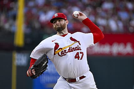 Jul 18, 2023; St. Louis, Missouri, USA;  St. Louis Cardinals starting pitcher Jordan Montgomery (47) pitches against the Miami Marlins during the second inning at Busch Stadium. Mandatory Credit: Jeff Curry-USA TODAY Sports