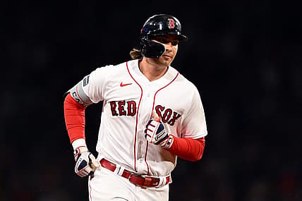 Jul 22, 2023; Boston, Massachusetts, USA; Boston Red Sox first baseman Triston Casas (36) runs the bases after hitting a two-run home run against the New York Mets during the sixth inning at Fenway Park. Mandatory Credit: Brian Fluharty-USA TODAY Sports