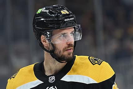 Mar 21, 2023; Boston, Massachusetts, USA; Boston Bruins center David Krejci (46) looks on during the second period against the Ottawa Senators at TD Garden. Mandatory Credit: Bob DeChiara-USA TODAY Sports
