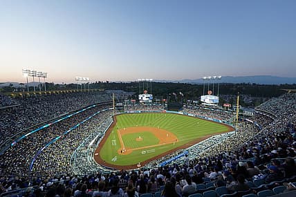 Jun 2, 2023; Los Angeles, California, USA;  A general overall view of Dodger Stadium during the game between the Los Angeles Dodgers and the New York Yankees. Mandatory Credit: Kirby Lee-USA TODAY Sports