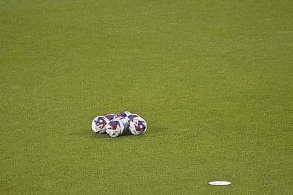 Jul 1, 2023; Montreal, Quebec, CAN; General view of game balls before the match between the CF Montreal and the New York City FC at Stade Saputo. Mandatory Credit: Eric Bolte-USA TODAY Sports