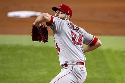 Aug 15, 2023; Arlington, Texas, USA; Los Angeles Angels starting pitcher Lucas Giolito (24) in action during the game between the Texas Rangers and the Los Angeles Angels at Globe Life Field. Mandatory Credit: Jerome Miron-USA TODAY Sports