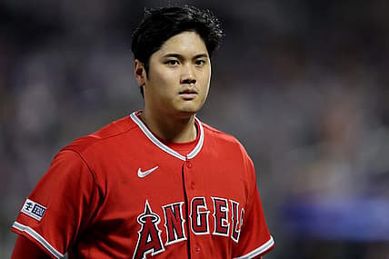 Aug 25, 2023; New York City, New York, USA; Los Angeles Angels designated hitter Shohei Ohtani (17) walks off the field after the top of the fifth inning against the New York Mets at Citi Field. Mandatory Credit: Brad Penner-USA TODAY Sports