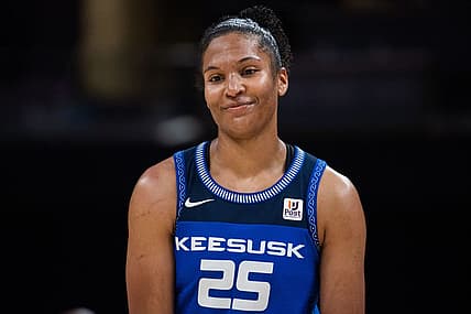 May 19, 2023; Indianapolis, Indiana, USA; Connecticut Sun forward Alyssa Thomas (25) in the second half against the Indiana Fever at Gainbridge Fieldhouse. Mandatory Credit: Trevor Ruszkowski-USA TODAY Sports